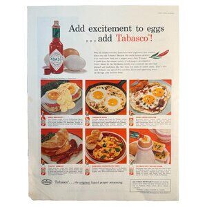 Vintage 1961 Tabasco Recipe Food Avery Island Advertisement Print Ad